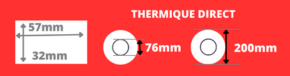 Rouleau d'étiquettes blanche 57x32mm thermique direct mandrin de 76mm