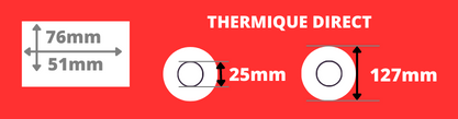 Rouleau d'étiquette thermique direct 76x51mm mandrin 25mm